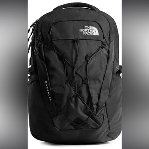 Black and rose gold north face borealis backpack